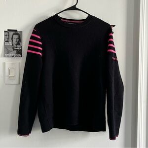 Black Sweater with Pink Stripes